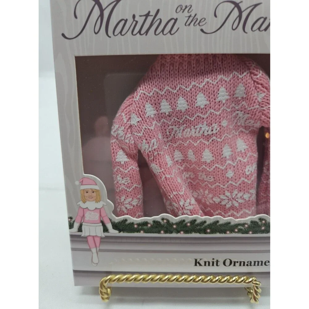 Martha on The Mantel Pink Christmas Knit Sweater Collectible Ornament NEW